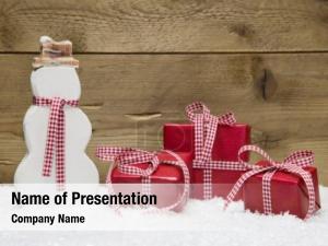 Christmas Presents In A Snow PowerPoint Template
