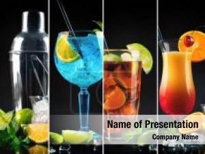 Blue Cocktails Collage PowerPoint Template