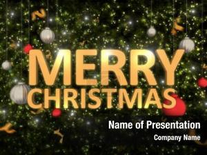 Christmas golden merry typography ball PowerPoint Template