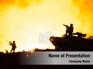 Tanks toy soldiers, explosion battleground PowerPoint Template