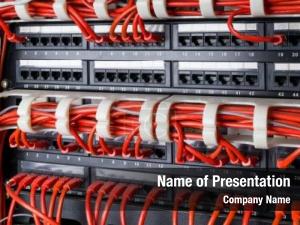 Network panel, switch and cable in data center