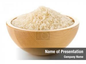  Uncooked dry rice in wooden bowl  on white