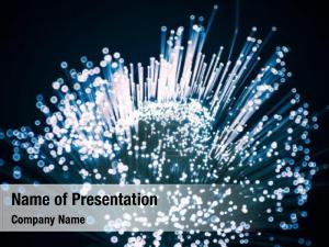 Fiber optics close-up, modern computer communication technology PowerPoint Template