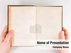 Woman holding an open book with two hands PowerPoint Template