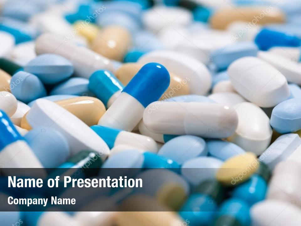 Pharmaceuticals heap of colorful drugs PowerPoint Template