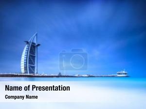 Burj Al Arab hotel on Jumeirah beach in Dubai, modern architecture, luxury beach resort, summer vacation and tourism concept