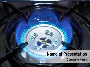 Kitchen gas cooker with burning fire propane gas