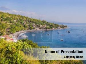 Aerial view of Amed beach in Bali, Indonesia