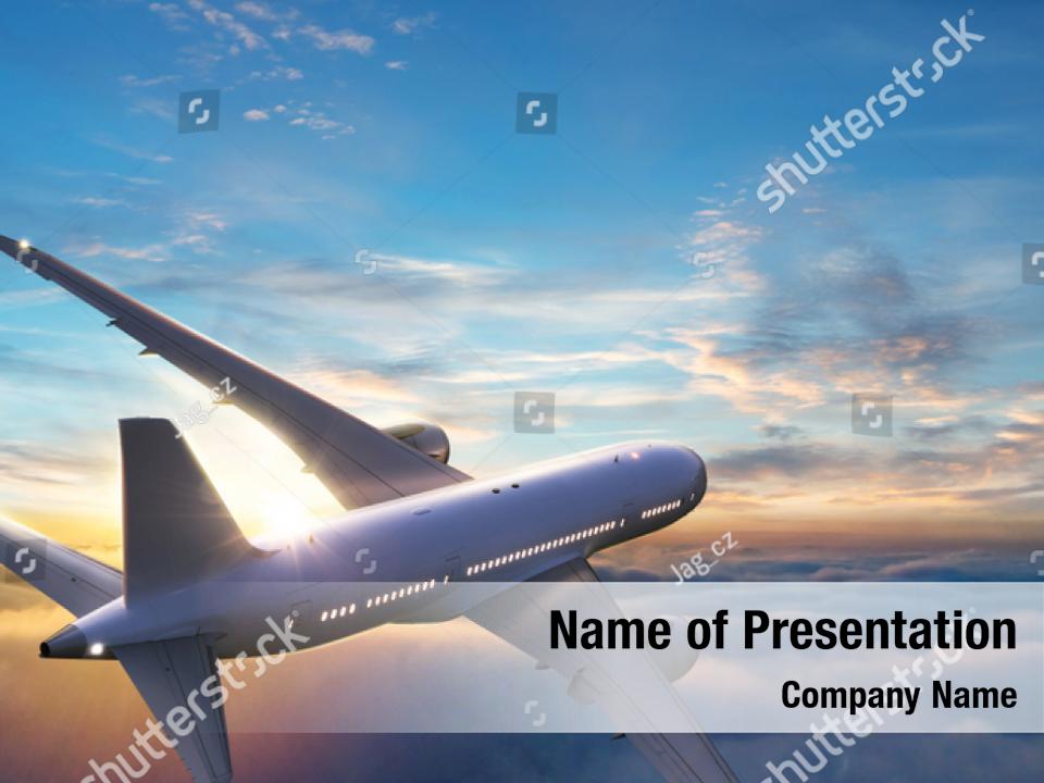 Commercial plane view wing PowerPoint Template - Commercial plane view ...