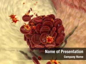 Damaged red blood cells, blood clot, medical 3d   PowerPoint Template