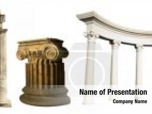 Collection of different ancient Greek columns  on a white  PowerPoint Template