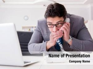 Businessman leaking confidential information over phone PowerPoint Template