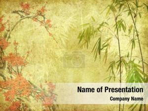 Blossom bamboo plum old antique PowerPoint Template