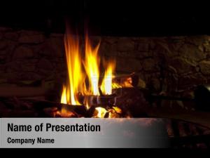 Burning fire flames fire place PowerPoint Template