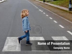 Crossing little boy alone road