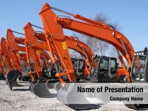 Modern new, shiny orange excavator PowerPoint Template