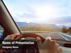 Steering hands driver wheel car PowerPoint Template