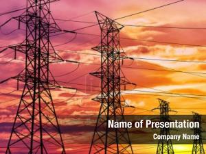 Power power lines, transmission towers PowerPoint Template