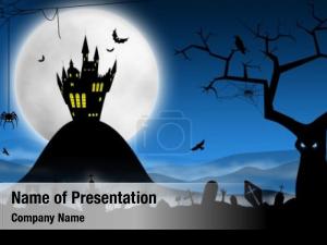 Ein gruseliges Halloween-Nacht PowerPoint-Vorlagenhintergrund. N