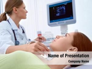 Ultrasound woman getting thyroid doctor