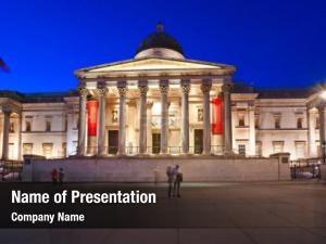 Museum national gallery facade night PowerPoint Template