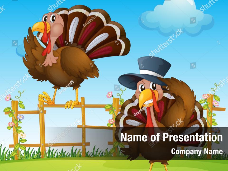 Thanksgiving cute cartoon turkey PowerPoint Template Thanksgiving