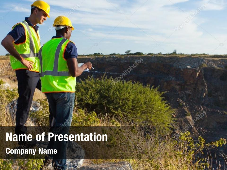 Surveyors two male working mining