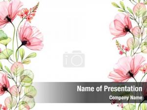 Floral Ornament on Green PowerPoint Template