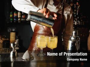 Cocktail bartender making bar counter, PowerPoint Template