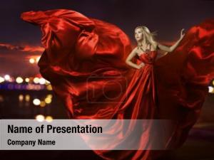 Red Dress Fashion Girl PowerPoint Template
