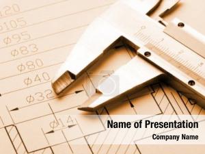 Drawing close up engineering caliper  PowerPoint Template