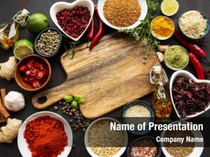 Cutting spices assortment board, top PowerPoint Template