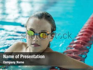 Caucasian child portrait swimming