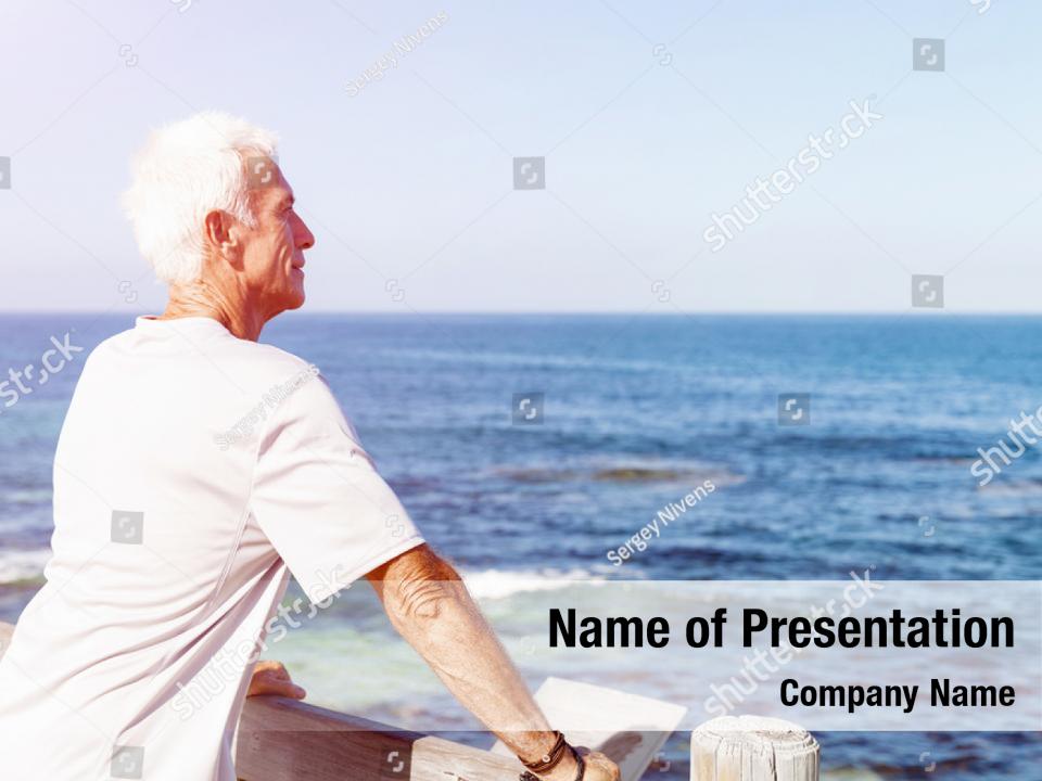 Portrait beach man standing PowerPoint Template - Portrait beach man ...