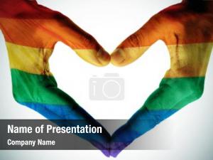 Painted man hands rainbow flag PowerPoint Template