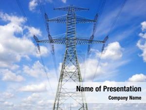 Front power line nuclear power PowerPoint Template