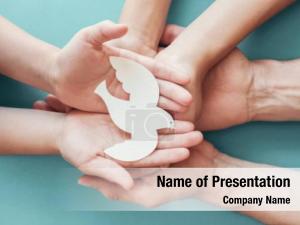 Hands adult child holding white PowerPoint Template