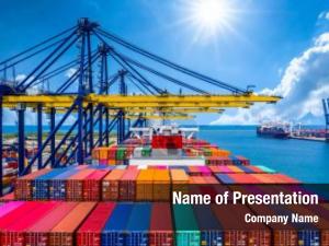 Unloading container ship deep sea PowerPoint Template