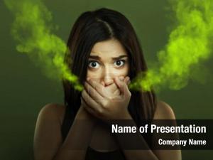 Woman halitosis concept bad breath