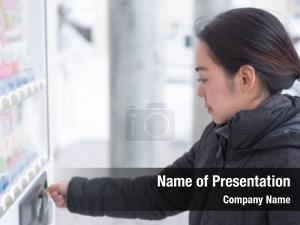 Machines japan vending tokyo woman PowerPoint Template