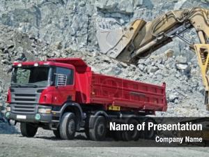 Excavator dump truck quarry 