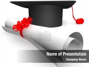 Scroll graduation cap white  PowerPoint Template