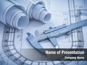 Drawing close up engineering caliper  PowerPoint Template