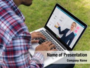 Business e learning online presentation meeting PowerPoint Template