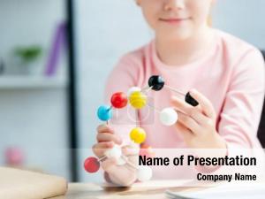 Girl With Molecular Model PowerPoint Template