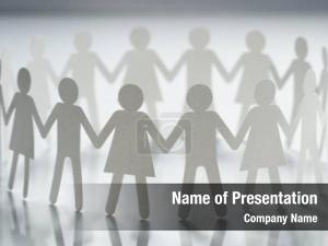 People circle paper holding hands PowerPoint Template