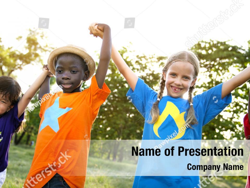 Multiethnic Group Child Friends Boys PowerPoint Template - Multiethnic ...