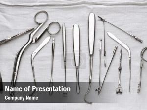 Instruments set surgical white gauze PowerPoint Template