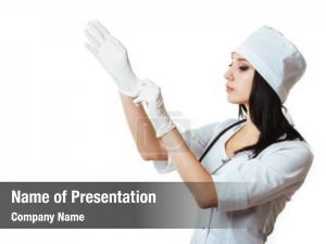 White doctor putting sterilized surgical PowerPoint Template