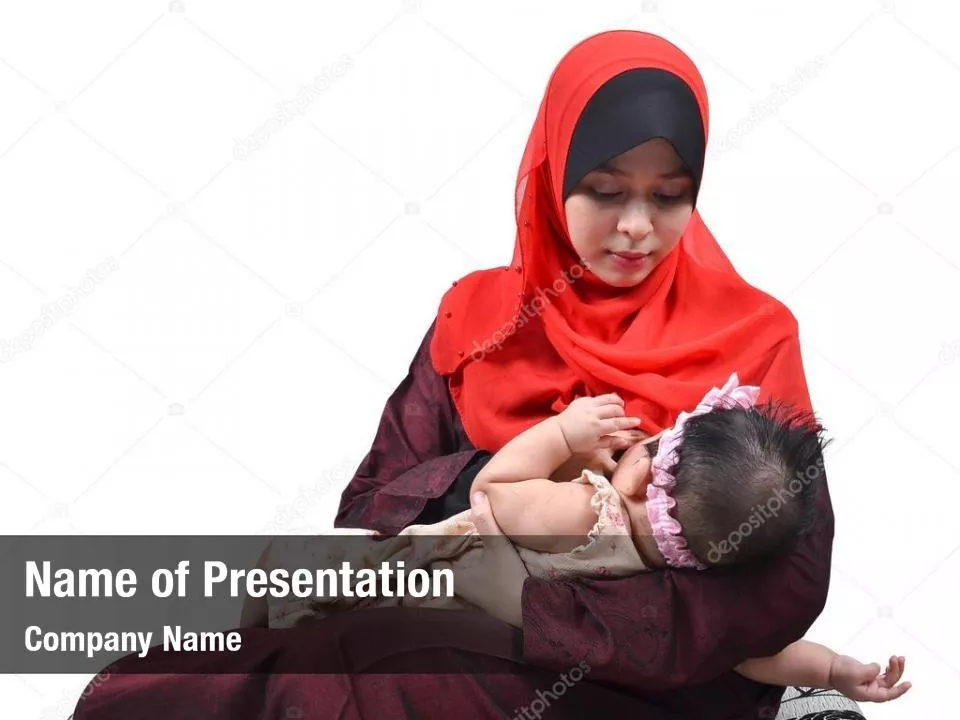 Satisfaction Breastfeeding Young Mother PowerPoint Template 